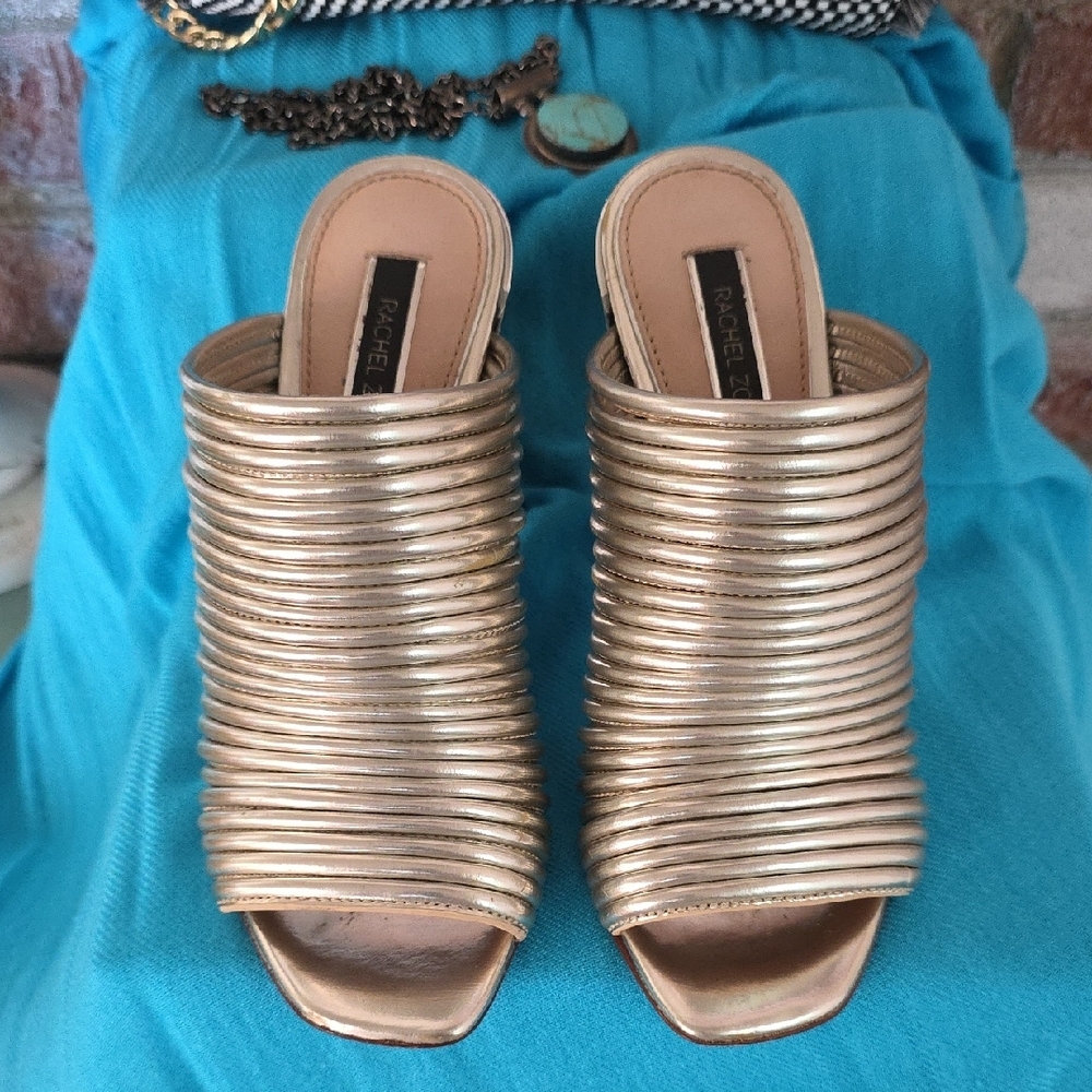 Chic Rachel Zoe Silver Heeled Mules - Picture 13 of 15